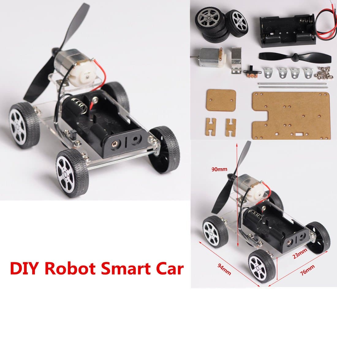 INSMA MINI 4-wheel Windmilling DIY Robot Smart Car Chassis Kits Car Model and Battery Box