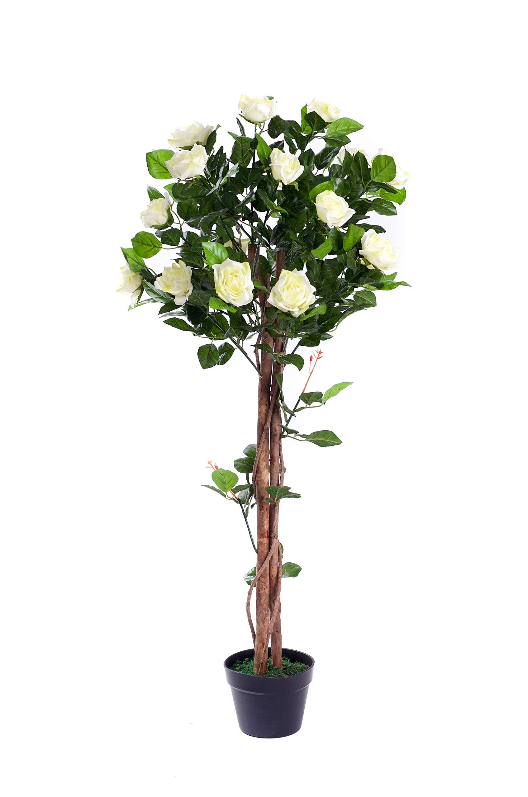 Best Artificial 4ft 120cm Rose Flower Tree garden conservatory office plant (White)
