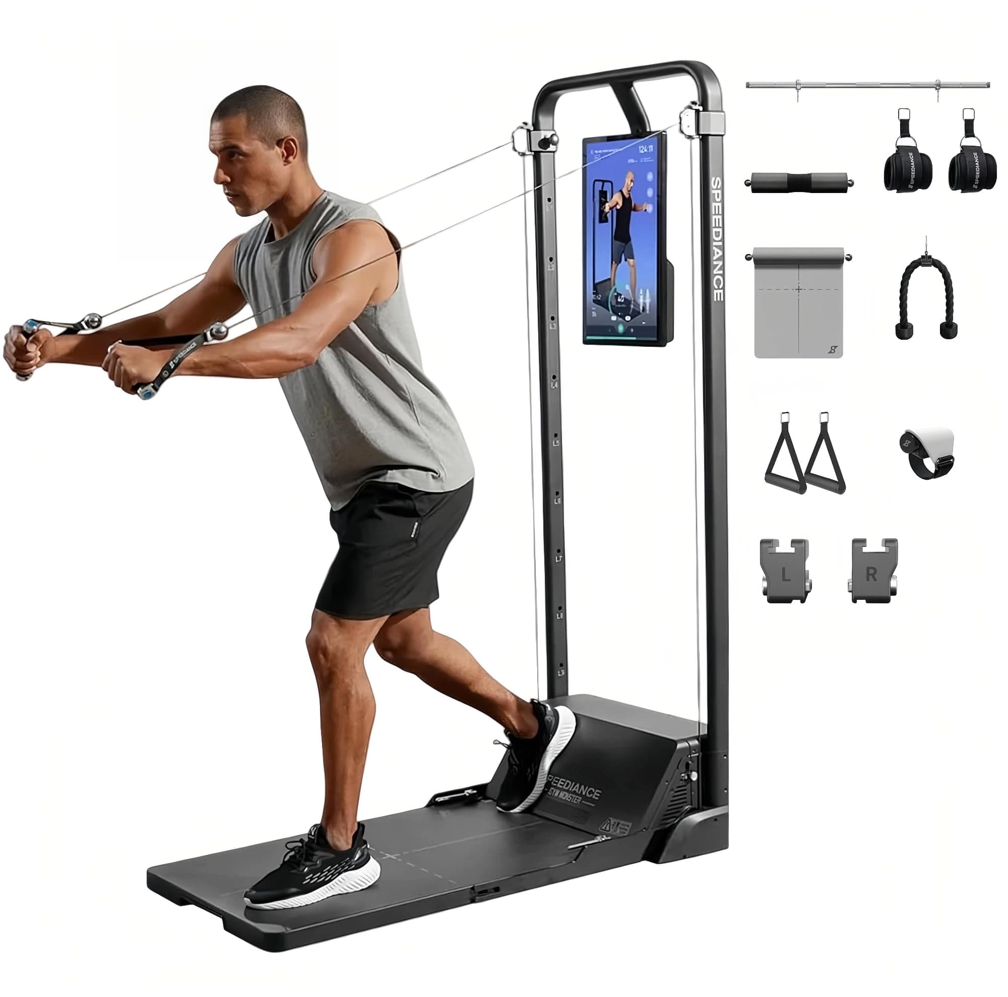 Gym Monster Smart Home Gym, Multifunctional Strength Training Machine, Smith Machine Power Cage Workout Station, Squat Rack Cable Machine, Full Body Fitness Equipment for Home Workout