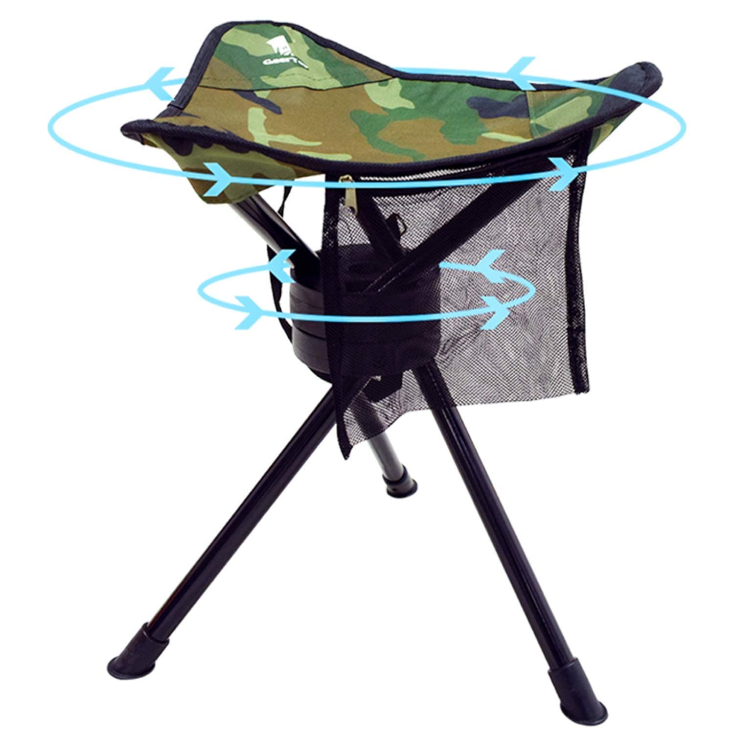 Portable Camping Swivel Folding Stool Seat Foldable Camp Tripod Chair Outdoor Survival Gear for Hiking Fishing Hunting Travel