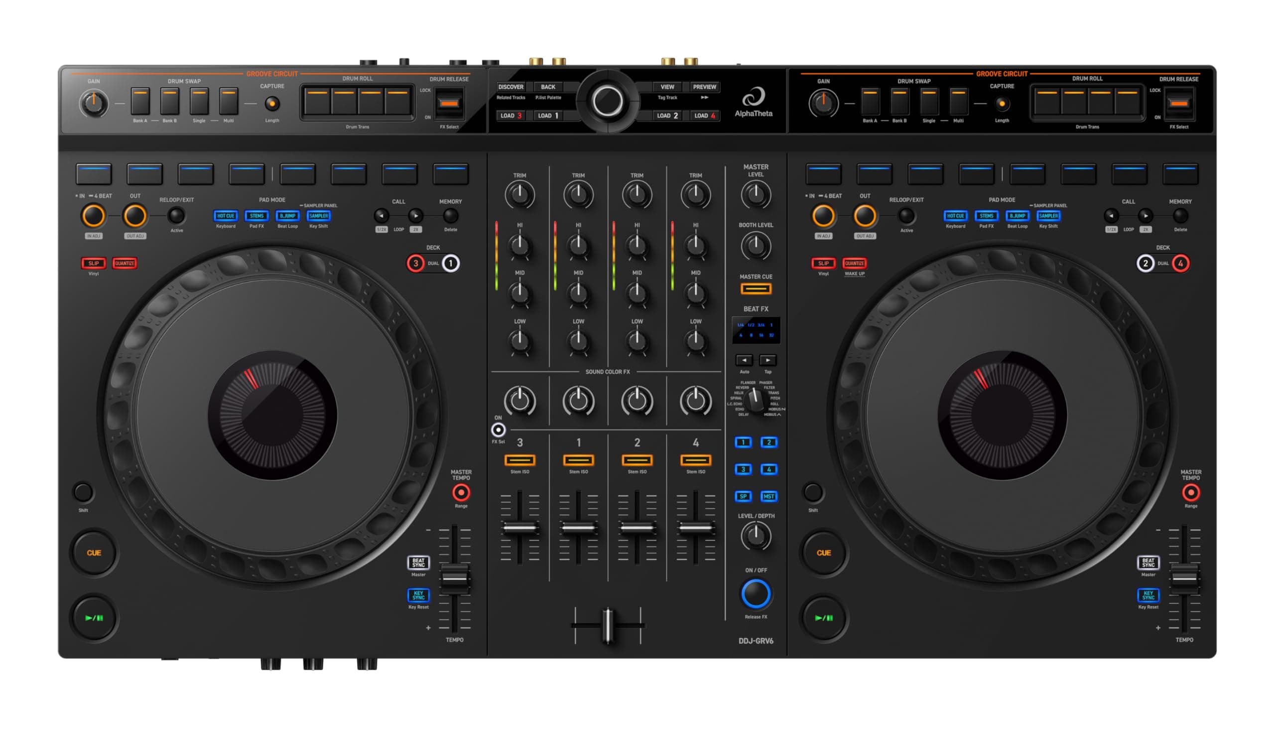 AlphaTheta DDJ-GRV6 4-channel DJ Controller with Groove Circuit