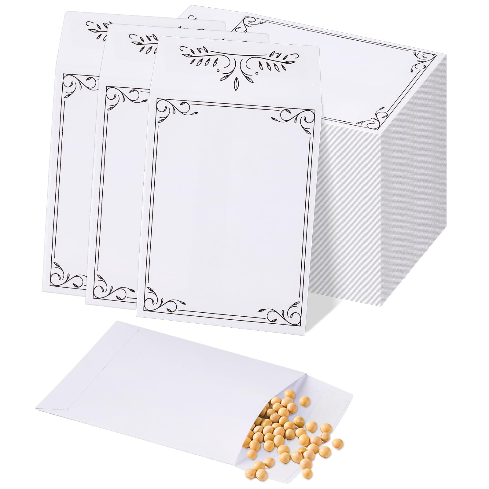 100 Pcs Small White Envelopes, Self Adhesive Kraft Paper Seed Envelopes, Coin Envelope Money Envelope for Packing or Storing Small Items Wages, Coins, Stamps, Beads or Seeds (6 * 10cm/2.4 * 3.9inch)
