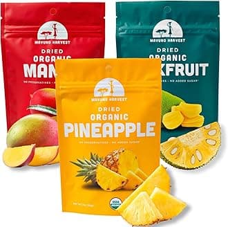 - Mavuno Harvest Organic Dried Fruit Variety Pack | Dried Mango, Pineapple, and Jackfruit | Healthy, Vegan, No Sugar Added, Non GMO Snacks for Kids & Adults | 2 Ounce, Pack of 3