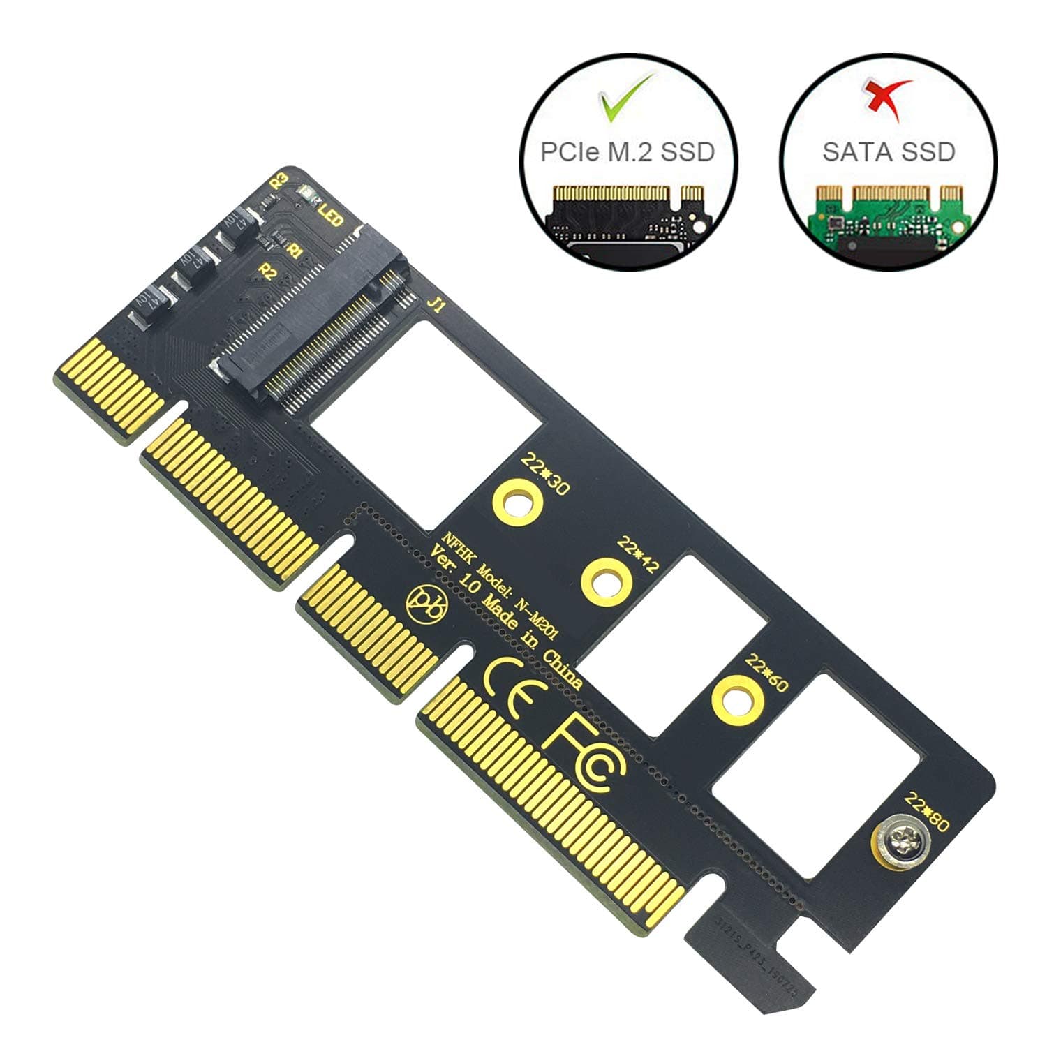 m.2 NVMe Adapter, Electop SSD to PCIe Card,M2 (Key M) Driver ,2280 Hard Drive Adapter,Support PCIe x4 x8 x16 Slot