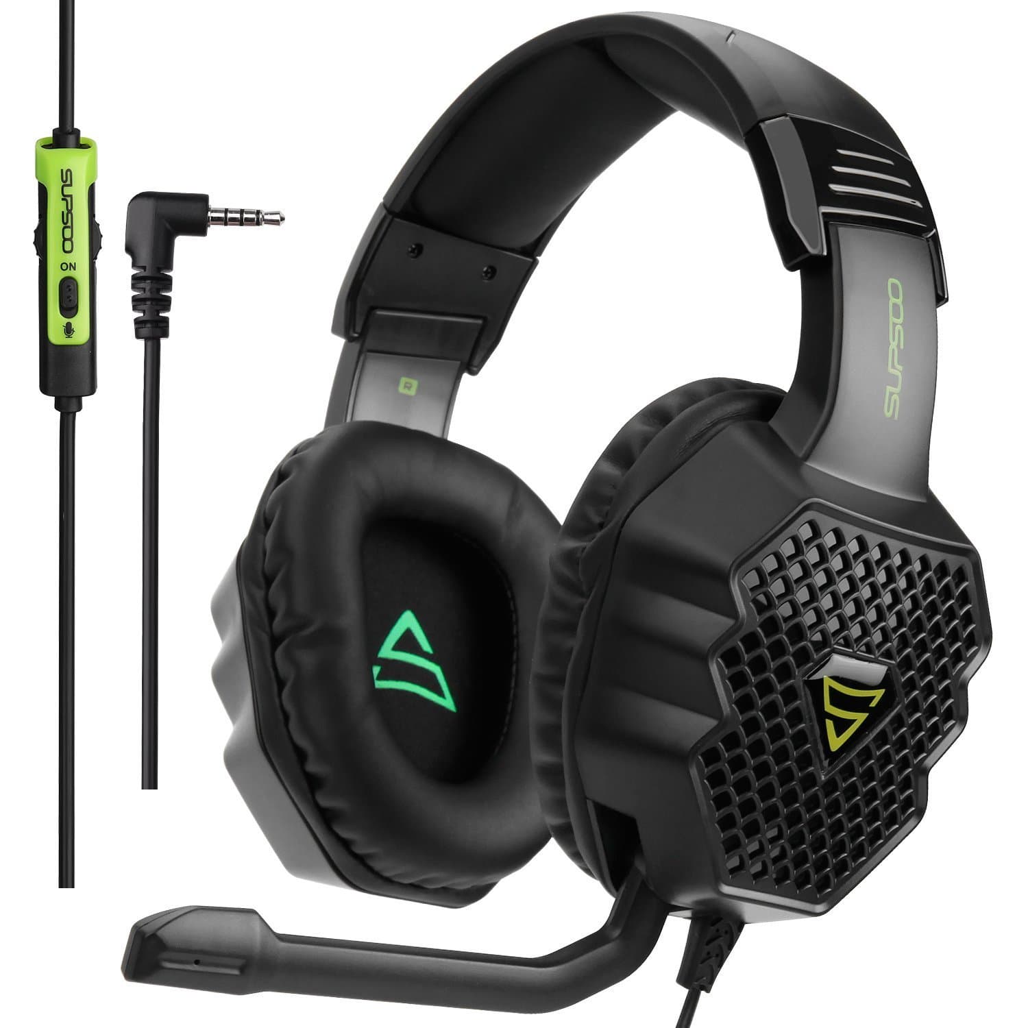 PS4 Gaming Headset,SADES G811 3.5mm Wired Over Ear Gaming Headphones with Microphone Flexible Noise Cancelling Volume Control for PC/Mac/PS4/New Xbox One/Table/Phone,Mat Black