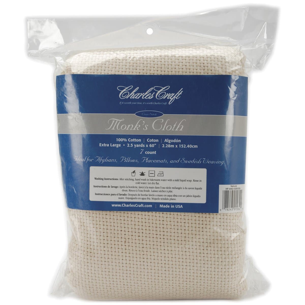 DMC Charles Craft Charles Craft Monk's Cloth Aida 7 Count 60" X2, Natural