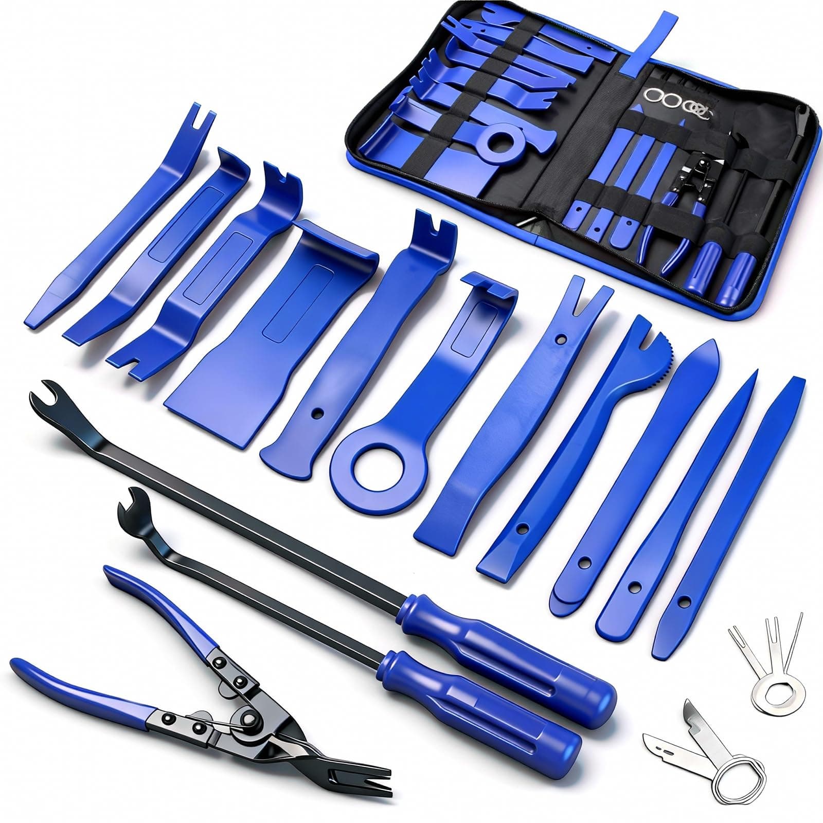 19Pcs Trim Removal Tool,Car Panel Door Audio Trim Removal Tool Kit, Auto Clip Pliers Fastener Remover Pry Tool Set with Storage Bag