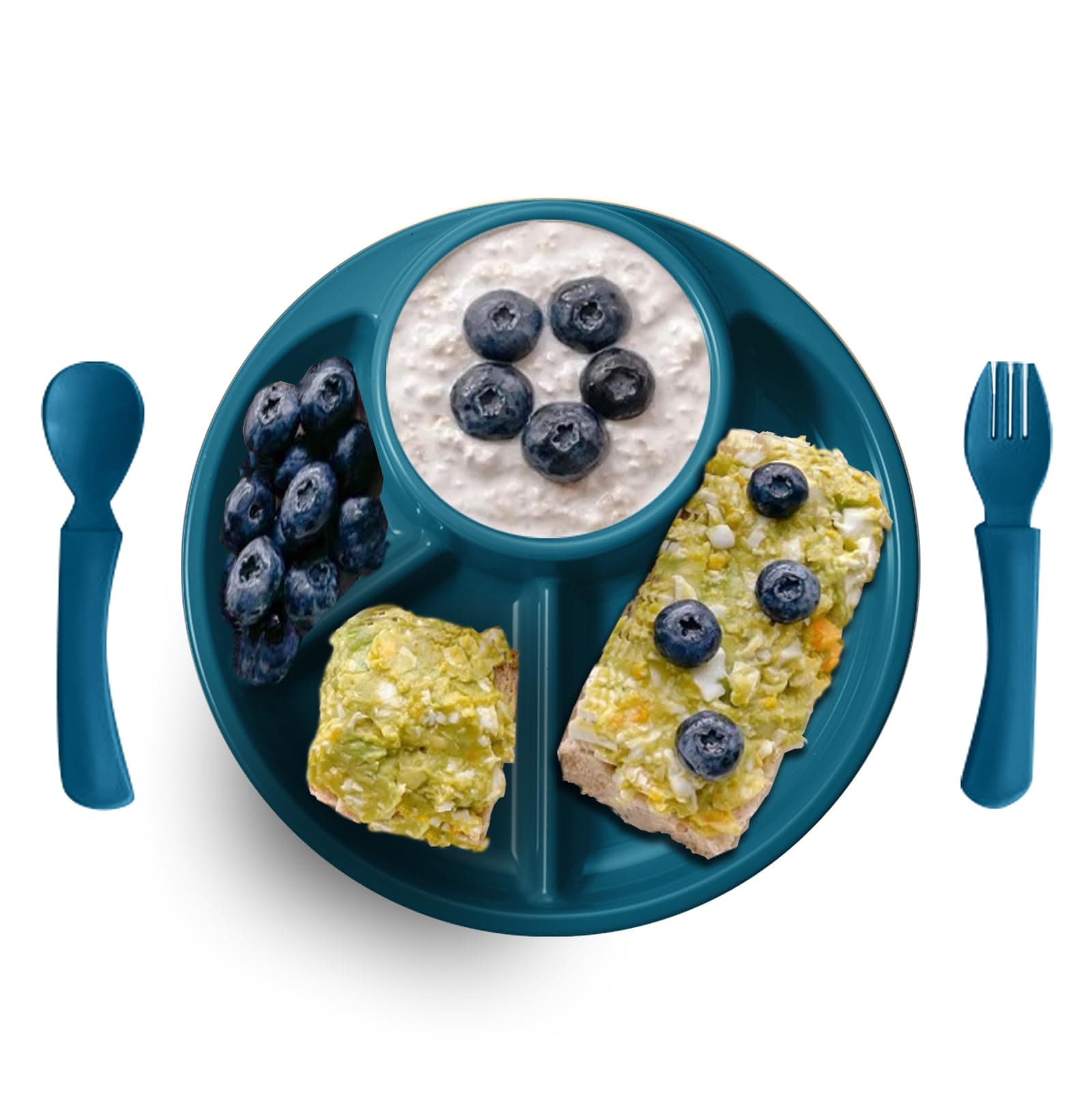 YBOBK HOME Portion Control Plate Round Divided Plates Bariatric Portion Control Plates Reusable Plastic Dessert Salad Plate with Bowl Dishwasher & Microwave Safe