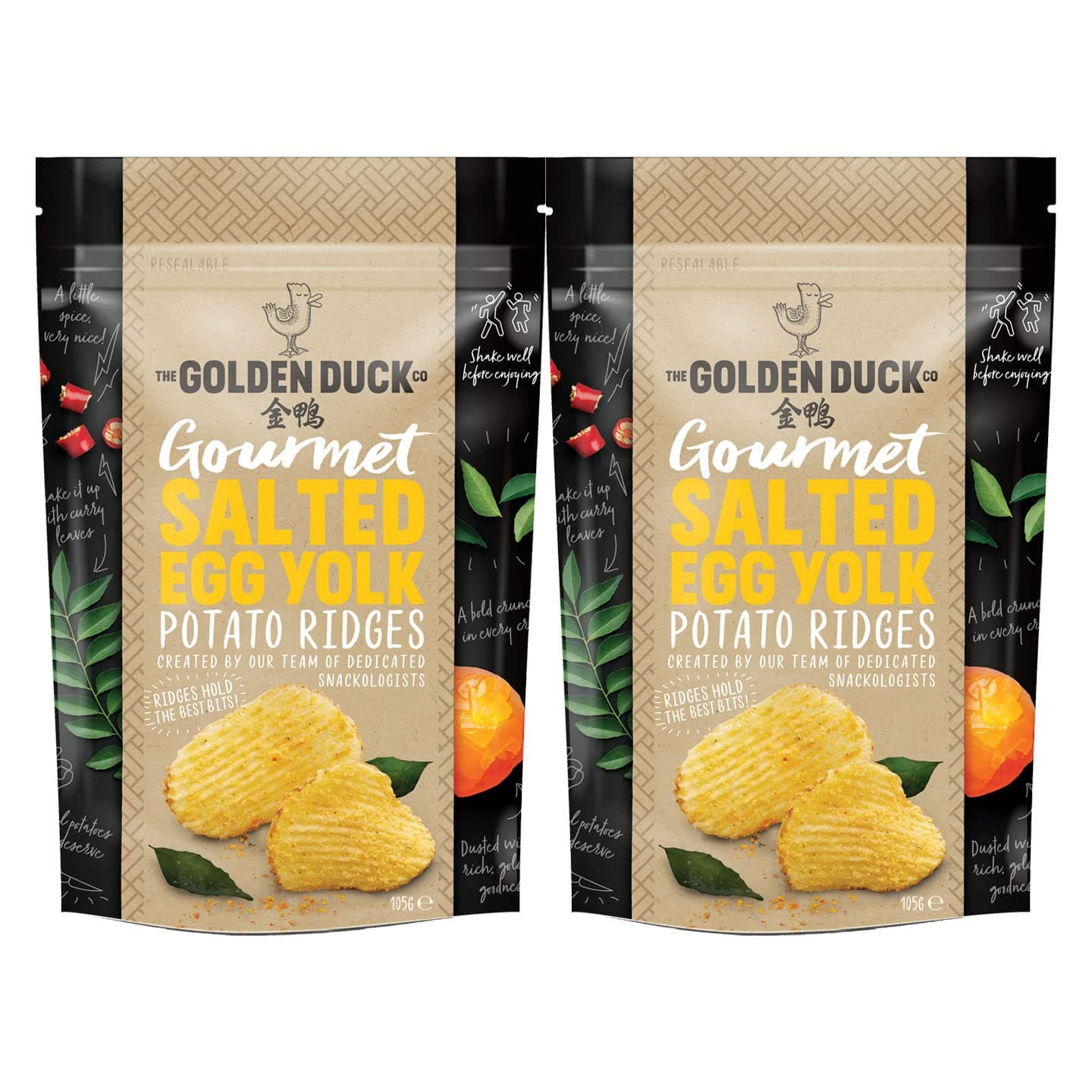 The Golden Duck Gourmet Salted Egg Potato Ridges (Pack of 2)
