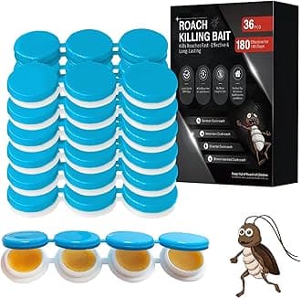 36 Pack Cockroach Gel Bait, Highly Effective Roach Gel Bait Indoor Infestation Solution, Fast Acting Cockroach Killer Indoor Home Kitchen Use, Easy to Apply & No Mess Roach Bait, Long-Lasting