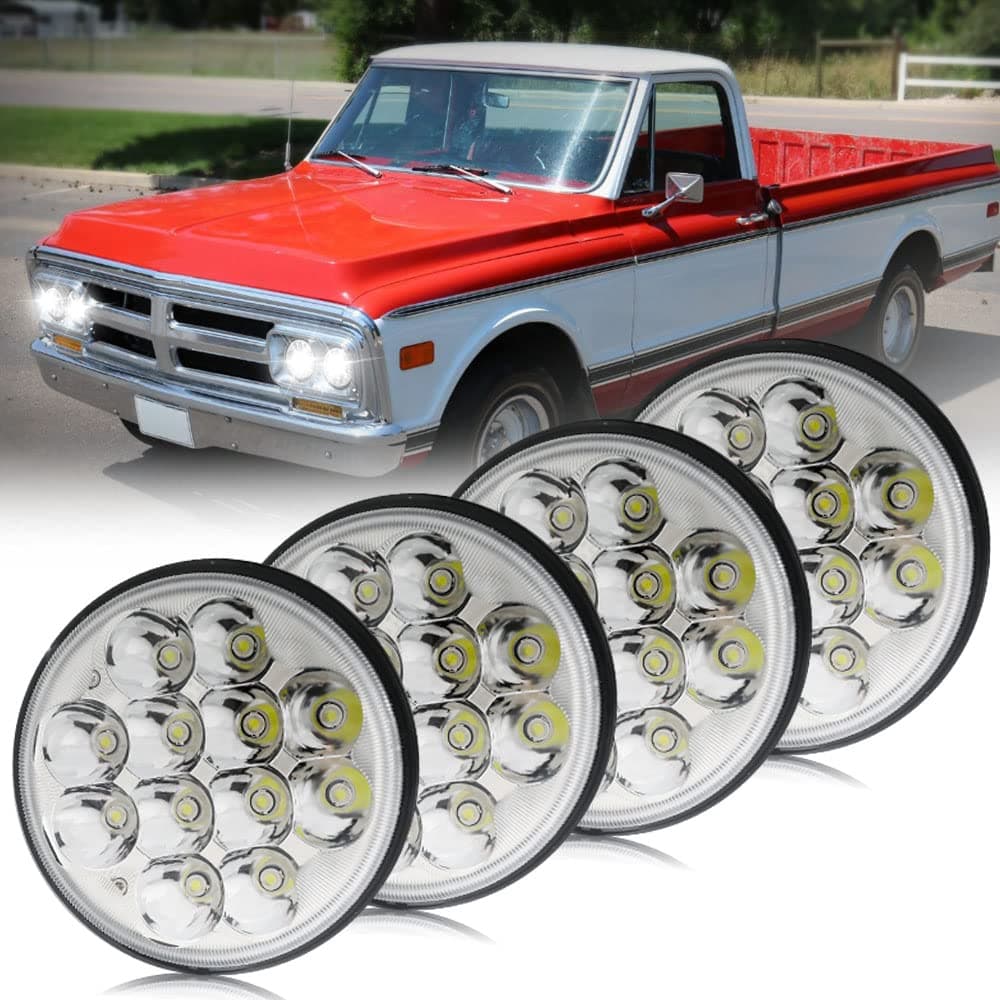 BeaveWAY 4pcs 5.75" 36W Crystal Round LED Headlight Sealed Beam IP68 Waterproof Replacement 4000 4040 5506 H5006 H651 / H466