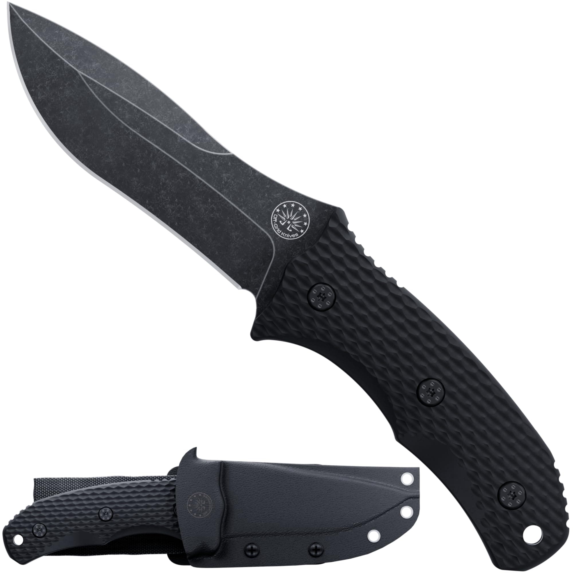 Backcountry Blackout V2 Fixed Blade with Cryo D2 Blade Steel, Full Tang, Grippy G10 Scales, Kydex Sheath with Lo-Pro Belt Clip, Camping, Hunting, Bushcraft, Survival
