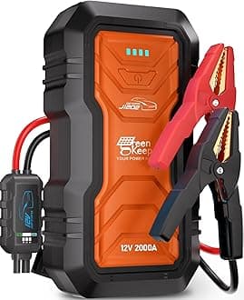 Portable Jump Starter 2000A Car Battery Jumper 12V Battery Jumper Starter for 7.0L Gas & 6.5L Diesel Jump Start Battery Pack Multiple Emergency Kit with LED & Safety Protection with DC 12V/6A Output