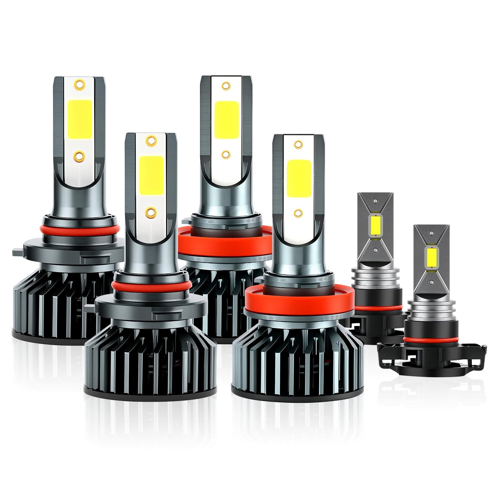 EMuna Fit for Chevrolet Silverado 1500(2007-2015) Chevy Silverado 2500 HD 3500 HD(2007-2019) Combo 9005 High Beam H11 Low Beam LED Headlight + 5202/H16 Fog Light Bulbs Kits,6000K Super Brighter