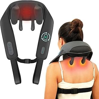 Cordless Neck Massager with Heat for Pain Relief Deep Tissue, 4D Kneading, Mothers Day Gifts, Rechargeable Shiatsu Back Neck Massager for Neck, Shoulders Back