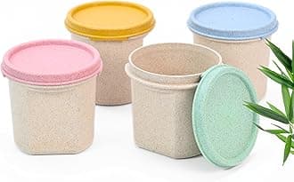 Eha Earth Friendly Storage Containers For Kitchen With Lid | Containers Set of 4 | 350 ml | Made with Rice Husk | Microwave Safe & Fridge Storage Boxes | Storage Box For Kitchen | Multi-Light
