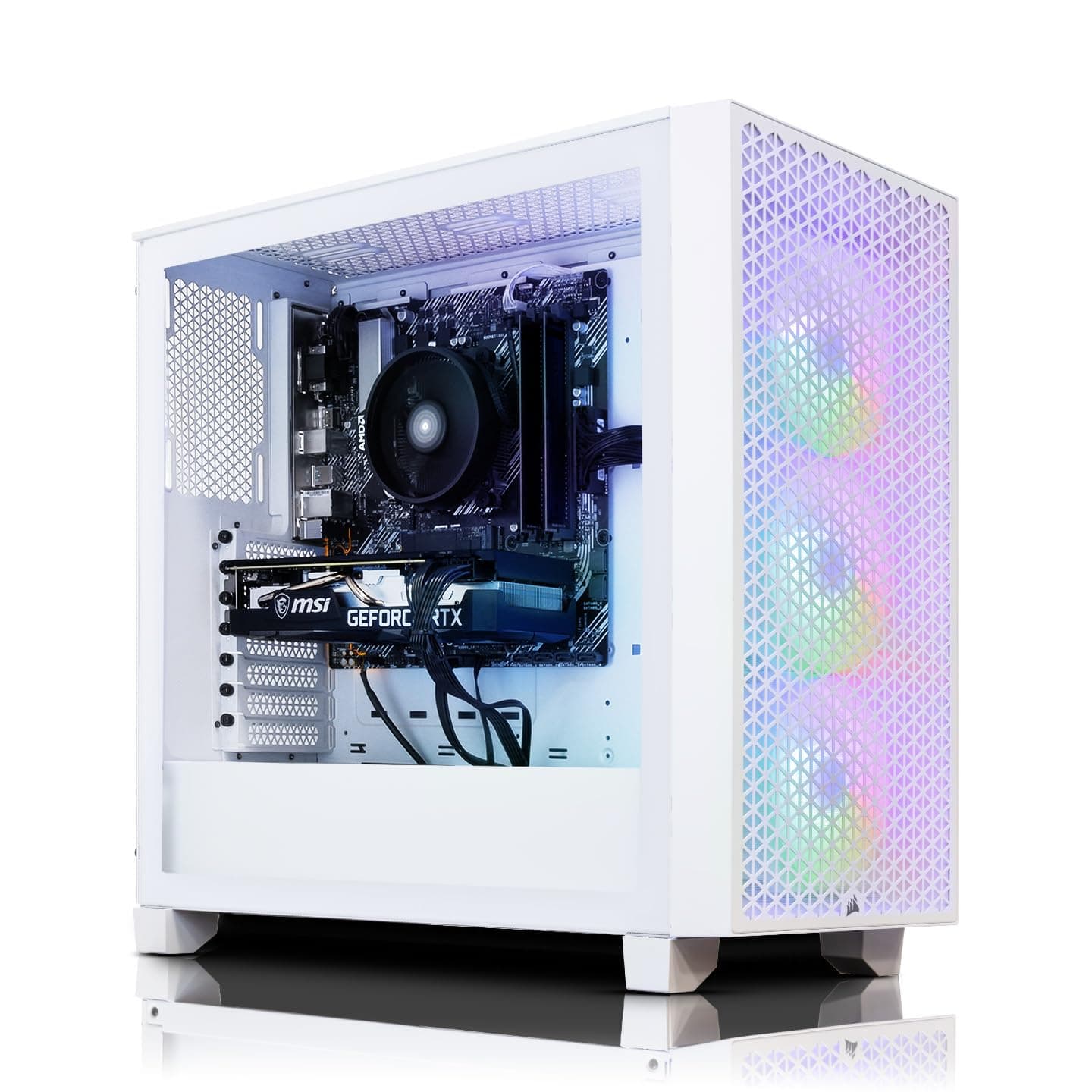 ADMI Gaming PC • AMD Ryzen 5 5500 • NVIDIA RTX 4060 Ti 8GB DDR6 • 16GB DDR4 3200MHz • 1TB NVME SSD • 600W PSU • WIFI • Corsair 3000D Airflow White Mesh RGB Case • Windows 11