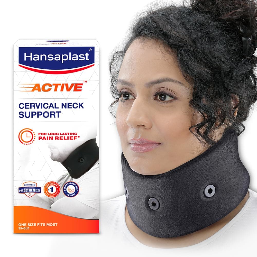 Hansaplast Active Cervical Neck Support For Men & Women|1 Unit|One Size Fits Most|Long Lasting Pain Relief & Stability|Sprain, Strain, Neck Pain, Instability, Preventive Care, Overuse Care