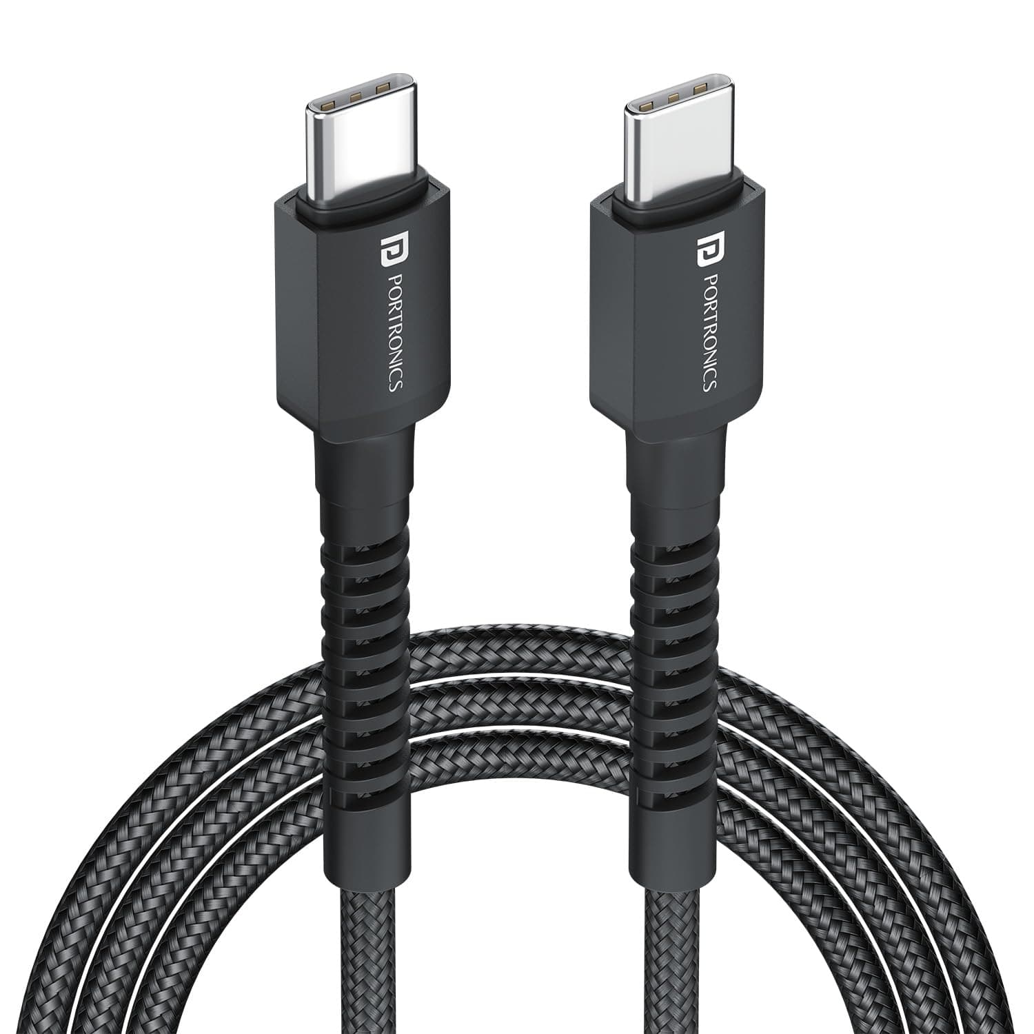 - Portronics Konnect X 60W Unbreakable Nylon Braided Cable, 2M Fast Charging Cable For iPhone 15 Series, iPad, Samsung Galaxy (Black)