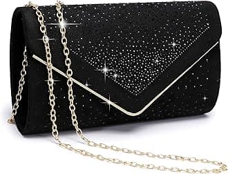 Dasein Women Rhinestone Evening Bag Faux Suede Clutch Formal Party Sparkly Purses Cocktail Wedding Handbag