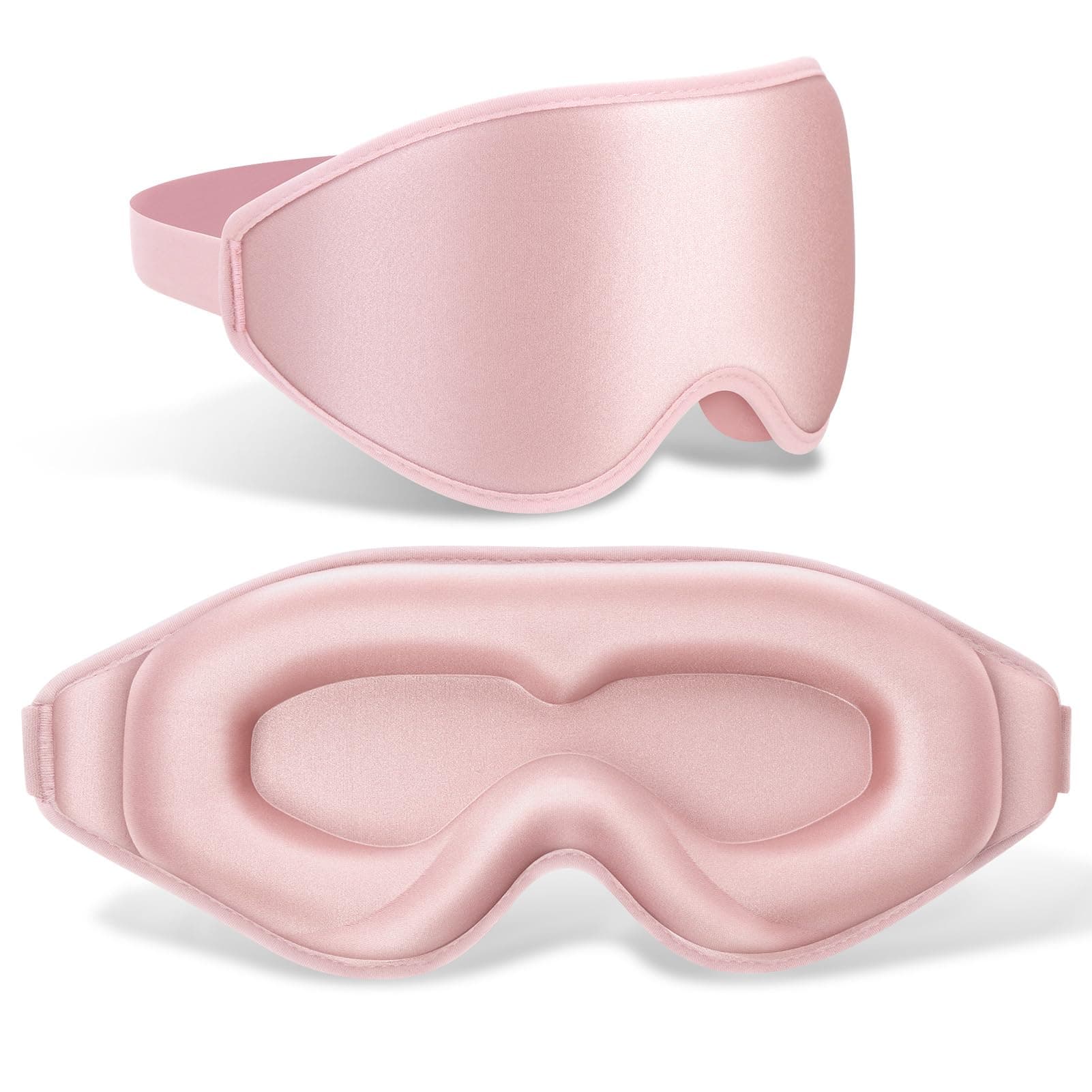 99% Fully Block Out Light Eye Sleep Mask, 3D Deep Contoured Eyes Cover Zero Pressure, Long Lash Extension Eyes Mask with Adjustable Straps for Sleeping Travel Home Nap Rest Women Men (Pink)