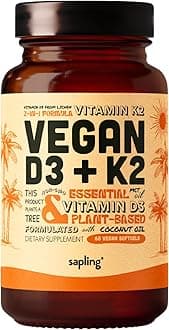 Vegan Vitamin D3 + K2 Supplement with MCT Oil from Coconut - 4000 IU Vitamin D and 100mcg Vitamin K2 as Mk7 - Calcium Absorption, Bone Strength, and Immune Health Support* - 60 Softgels
