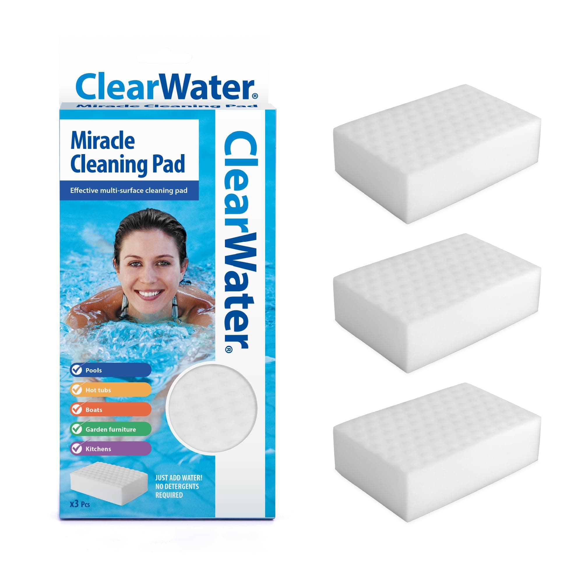 Clearwater Miracle Pad Pool and Spa Cleaning Sponge - Pack of 3, White