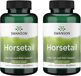 Swanson Horsetail - Herbal Supplement Supporting Healthy Hair, Skin & Nails - Natural Ingredients for Bone Health & Urinary Tract Support - (90 Capsules, 500mg Each) (2 Pack)
