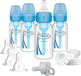 Dr. Brown's Options+ Slow Flow Bottle Set for Breastfed Baby, 4 Ounce, Blue