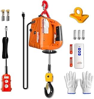 3 in 1 Electric Hoist Winch, 1500W Portable Electric Power Winch, 120V Electric Hoist Crane, 25ft Lifting Height, with Wire and Wireless Remote Control, Overload Protection for Towing Lifting