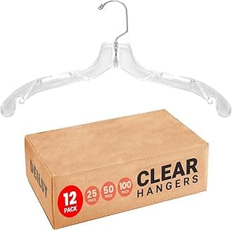 DEILSY™ Clear Plastic Hangers 12 Pack Durable Clothes Hanger for Wardrobe Organization, Essential Plastic Hanger for Garments, Versatile Coat Hangers for Home and Retail Use