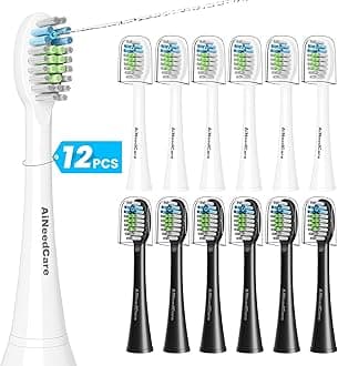 Toothbrush Head Replacement for Waterpik, 12 Pack Flossing Brush Heads Compatible with Water-pik Sonic Fusion 2.0 / SF-01, SF-02, SF-03 & SF-04