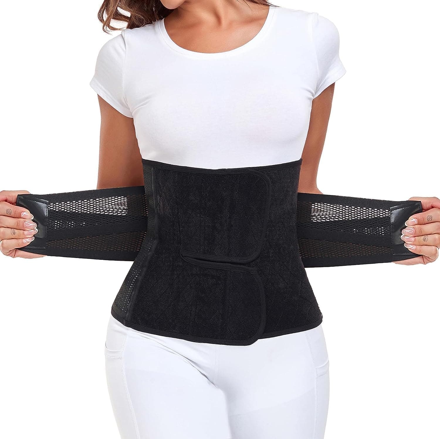 MAMODY Postpartum Belly Wrap – Post Partum Women Belly Belt After Pregnancy Postpartum Belly Band Waist Cinchers After Birth (Black, S/M)