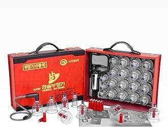Hansol Professional Cupping Therapy Equipment Set with pumping handle 19 Cups / English Manual (Made in Korea)