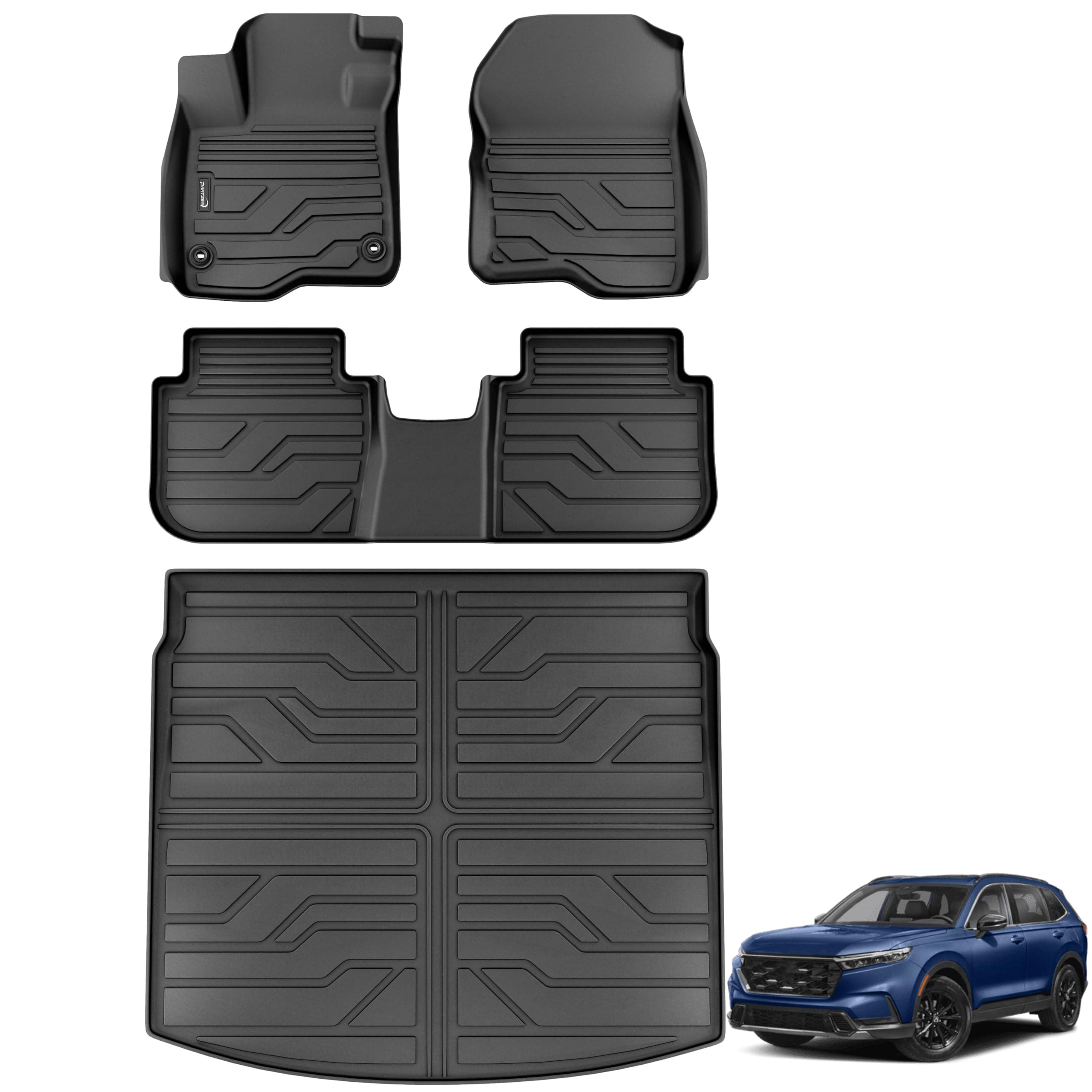 Floor Mats for Honda CRV CR-V 2023-2026 (Include Gas & Hybrid), All Weather TPE Protection Floor Liners Accessories, 1st & 2nd Row & Cargo Liner