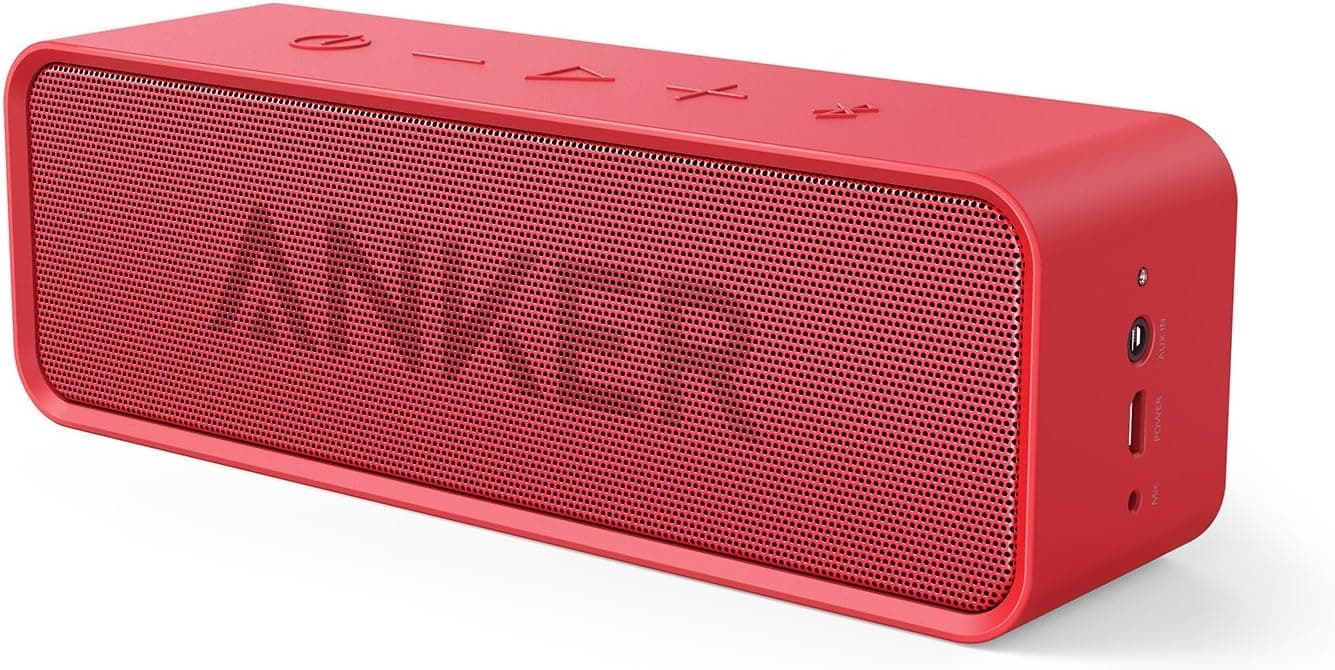 Soundcore Portable Wireless Bluetooth Speaker with 24-Hour Playtime, 66ft Range, 10W Stereo Sound, Rich Bass, Built-in Mic, Ideal for iPhone, Samsung, Traveling, Shower Use, and More - Red