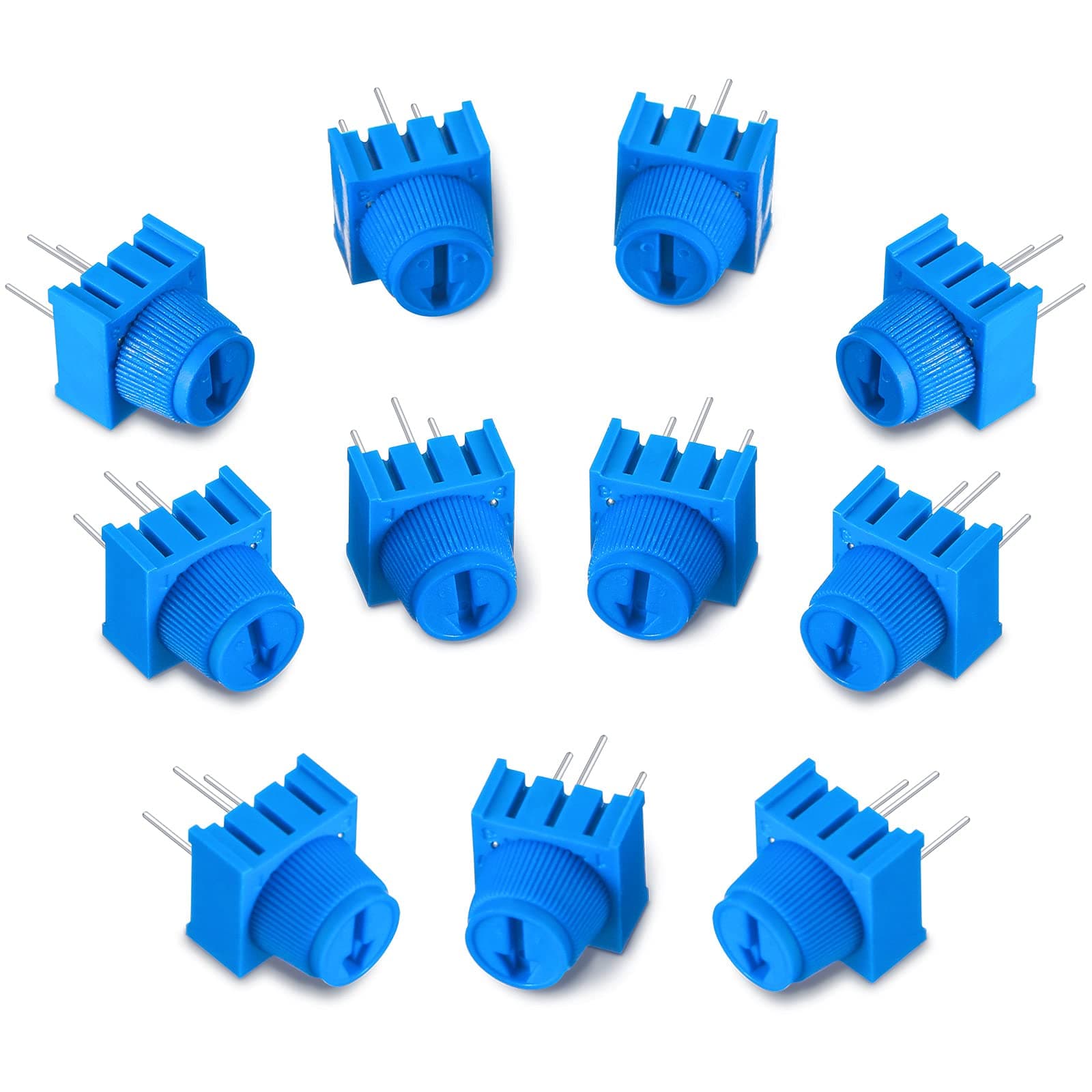 Flutesan 12 Pieces 10K Ohm Trim Potentiometer Kit with Knob Variable Resistors Breadboard Trimmer Potentiometer Assortment Kit Compatible with Arduino, Blue