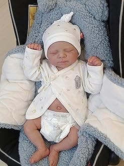 45 CM Real Life Reborn Baby Dolls Boy Eyes Closed with Realistic Veins, 18 Inch Lifelike Poseable Anatomically Correct Newborn Sleeping Silicone Baby Dolls Full Body Soft Vinyl for Kids