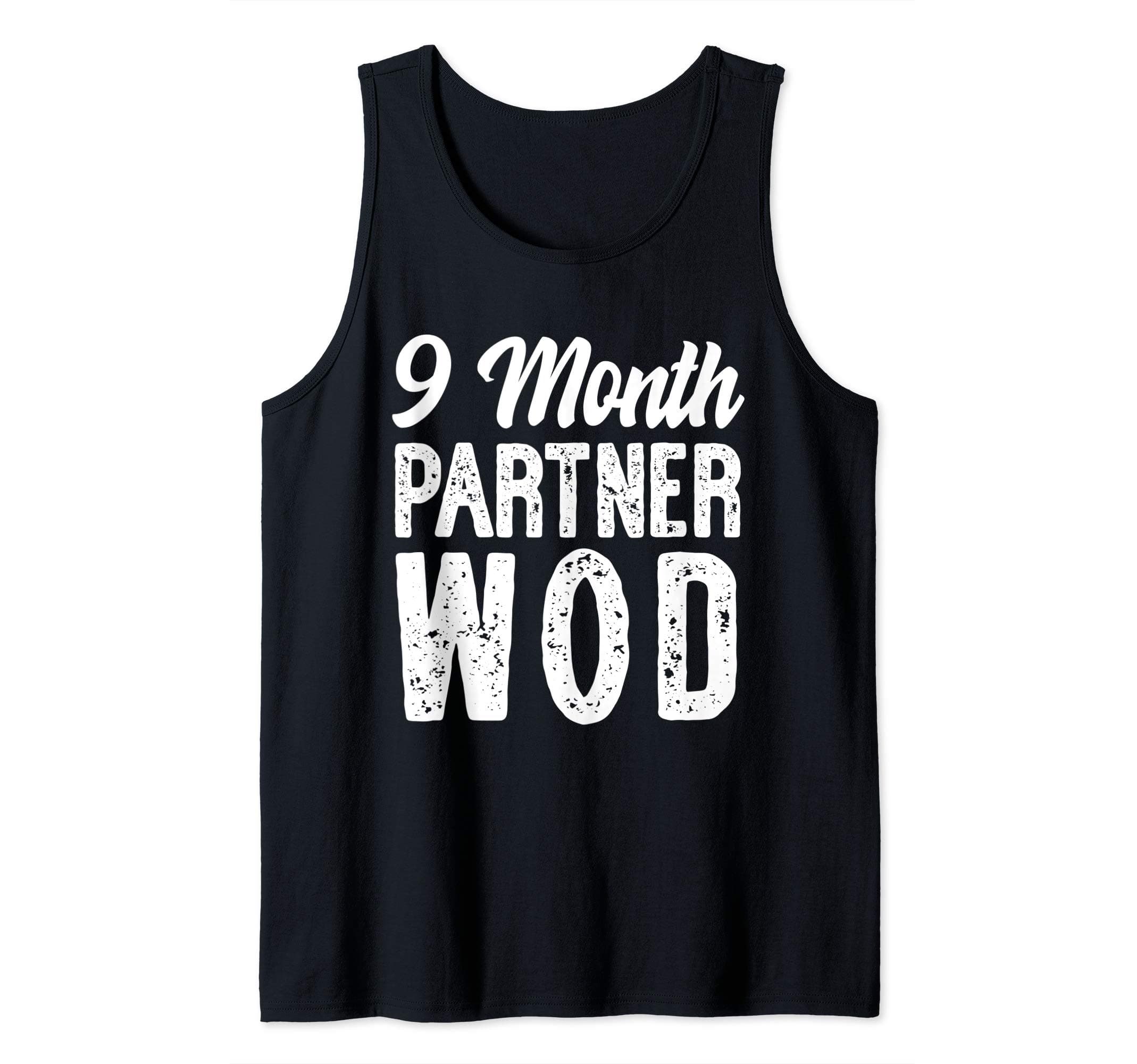 Expecting Mom Gym Tees Co.9 Month Partner WOD Workout Running Pregnancy Announcement Tank TopOEKO-TEX STANDARD 100