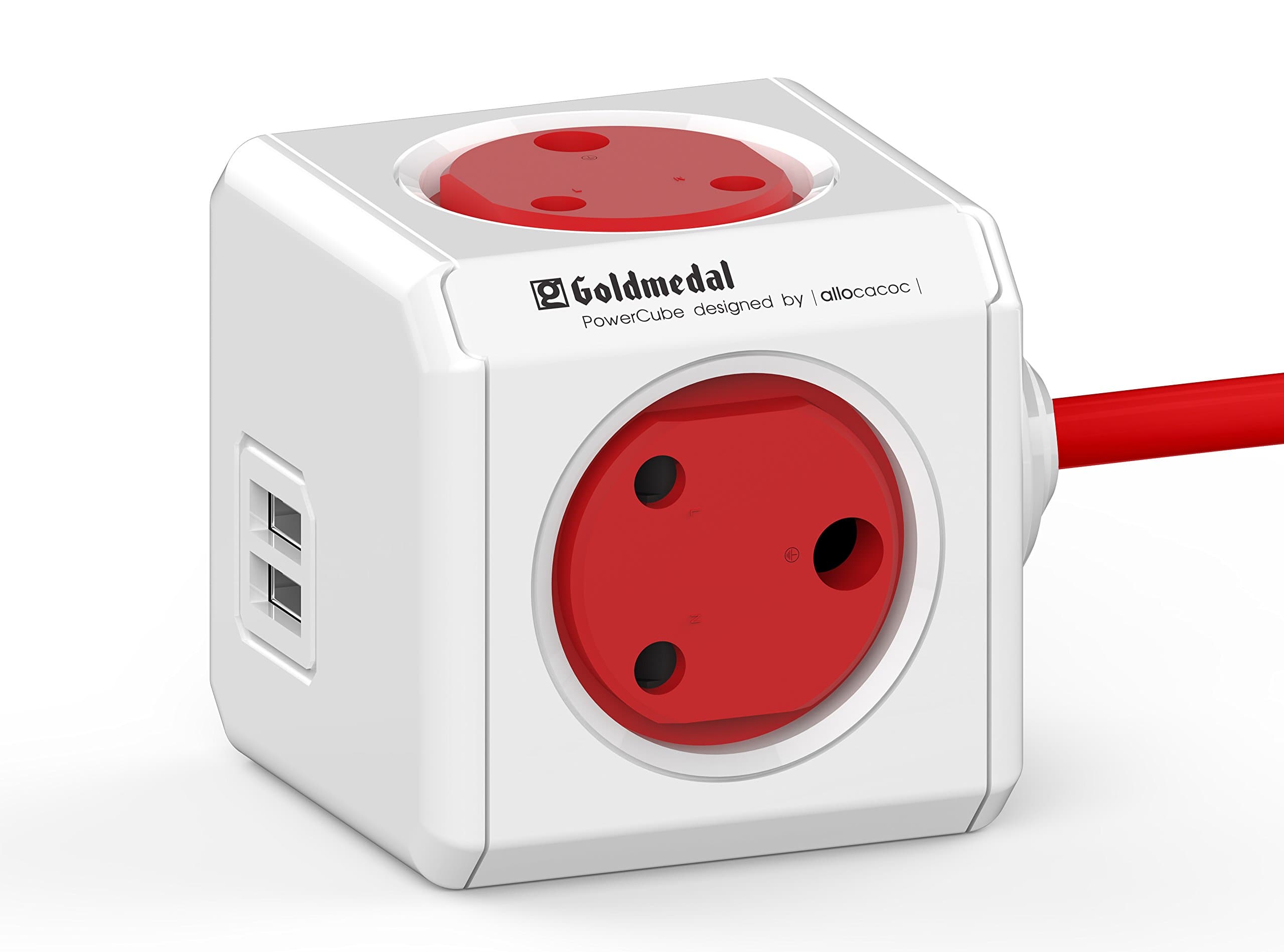 Goldmedal Power Cube Extended (with Twin 2.1A USB, Spike Guard and 1.5m Wire)