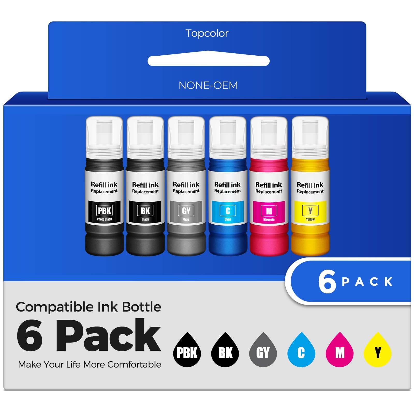 552 Ink Bottles Ecotank 6 Pack ET-8550 ET-8500 Replacement for Epson 552 Ink Refill Bottle Work for Ecotank Photo ET 8550 ET8550 Ecotank Photo ET 8500 ET8500 Printer (BK PB C M Y GY)