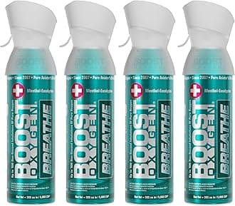 Medium Breathe Menthol-Eucalyptus Aroma 5L Canister | Respiratory Support for Altitude, Performance & Health (4 Pack)
