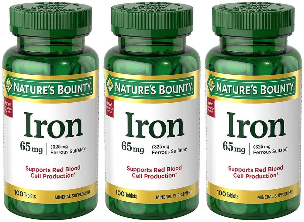 Nature's Bounty Iron 65 mg, 3 Bottles (100 Count)
