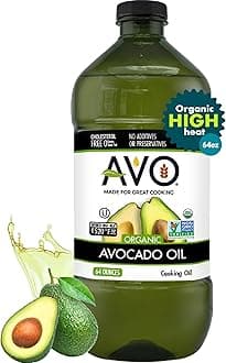 AVO Organic Avocado Oil for Cooking, Frying, Baking, Salads, Vinaigrette, Marinades - General Organic Cooking Oil 64 Fl-oz (Half a Gallon), NO preservatives added, High Smoke Point 500°F