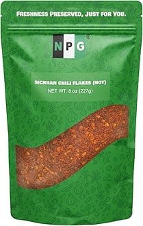 NPG Authentic Sichuan Chili Flakes 8 Ounce, Extra Hot, Szechuan Crushed Red Pepper Flake Bulk, Essential Spice Seasoning for Making Kimchi, Chili Oil, Stir-fry, Pizza, Salads, and Tacos