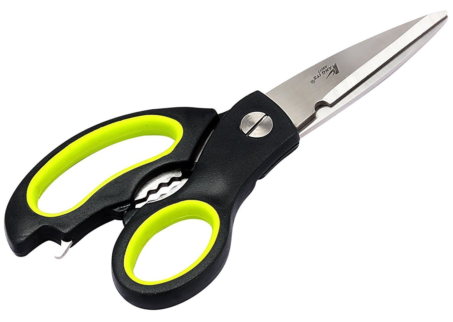ANG ITS Multifunction Stainless Steel Kitchen Scissor with Nut Cracker and Bottle Opener - Multicolour, Standard Size (A9017)