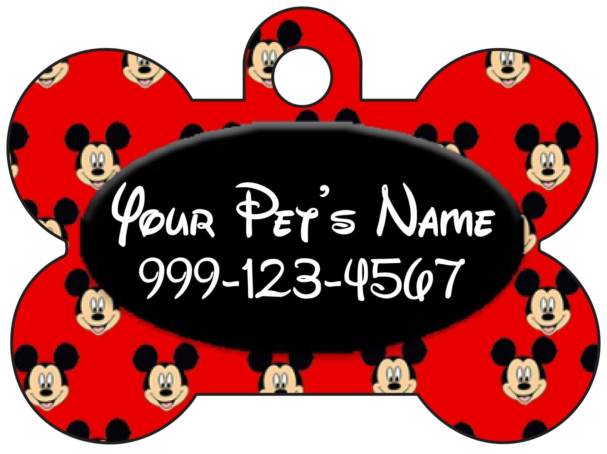 Mickey Pet Id Tag for Dogs & Cats Personalized w/ Name & Number