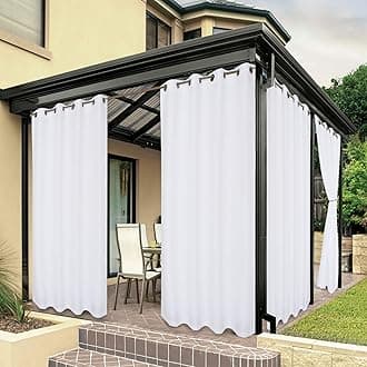BONZEROutdoor Waterproof Curtains for Patio Privacy Grommet Sunlight Blocking Outside Curtains for Gazebo, Porch, Pergola, Pavilion, 1 Panel, 84W x 95L inch, White