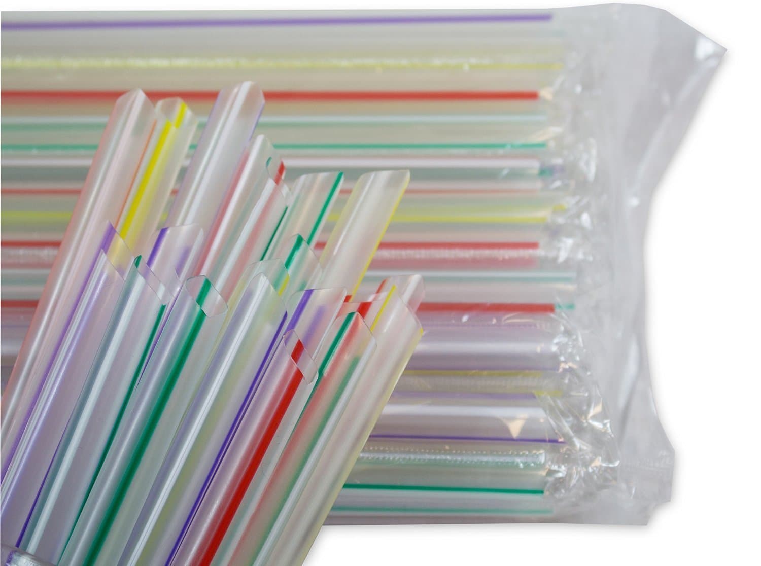 Jumbo Straws Clear With Stripe Bubble Tea Straws 8.0 x 0.5 inches (50 Count)