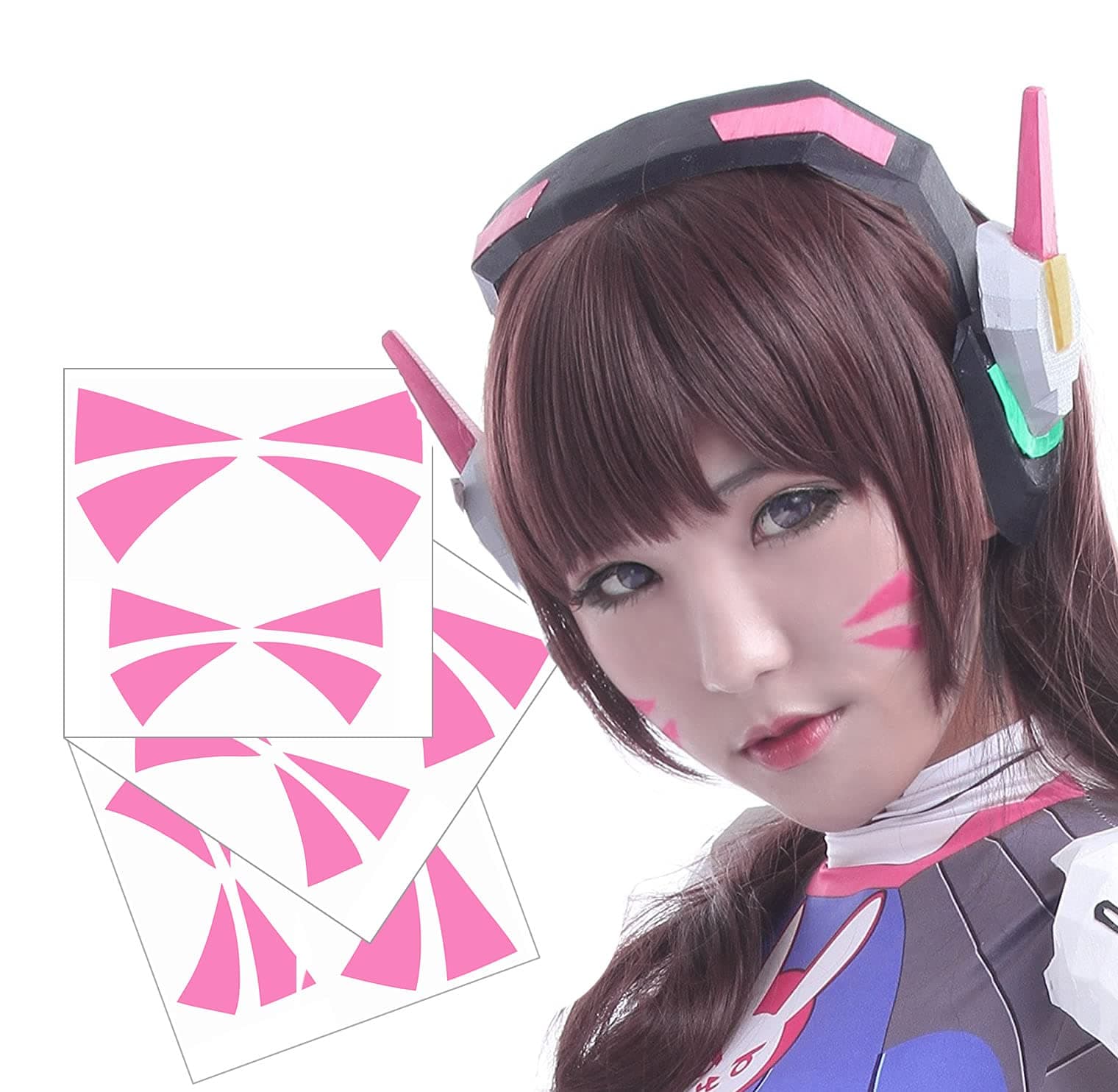 Overwatch D.Va Cosplay Face Temporary Tattoos - 2 Sizes